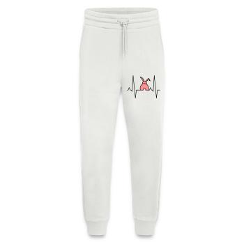 Lapin ludique avec des cœurs - Pantalon de jogging bio décontracté fabriqué en UE - OFF WHITE - Devant