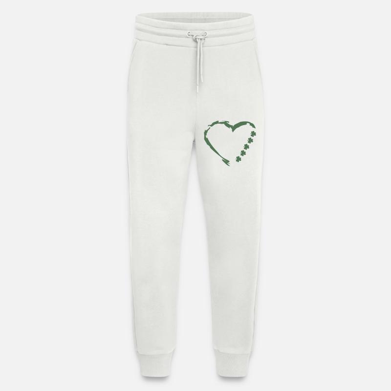 Herz aus Pinselstrichen mit Kleeblättern - Jogginghose - made by SPREAD - OFF WHITE