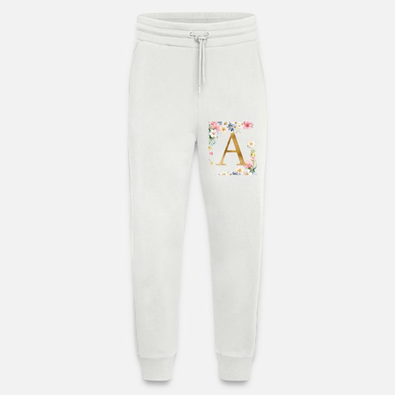 A Monogramm, Floral, personalisierbar - Jogginghose - made by SPREAD - OFF WHITE