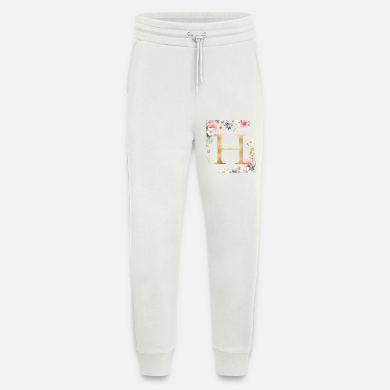 H Monogramm, Floral, personalisierbar - Jogginghose - made by SPREAD - OFF WHITE