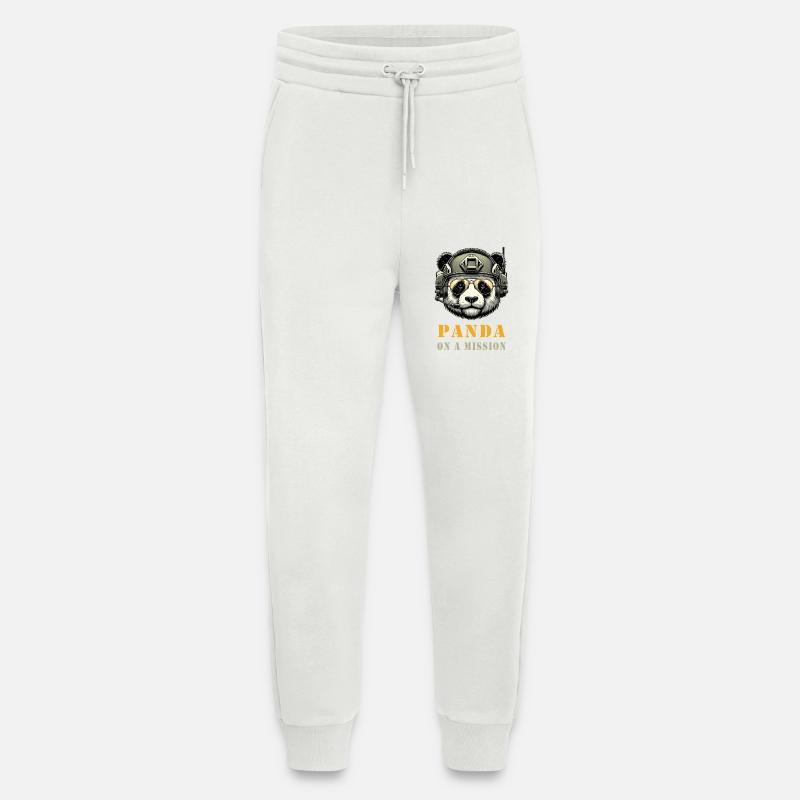 Panda en mission / Militaire - Pantalon de jogging bio décontracté fabriqué en UE - OFF WHITE