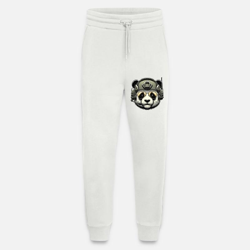 Panda Military Army Design - Pantalon de jogging bio décontracté fabriqué en UE - OFF WHITE