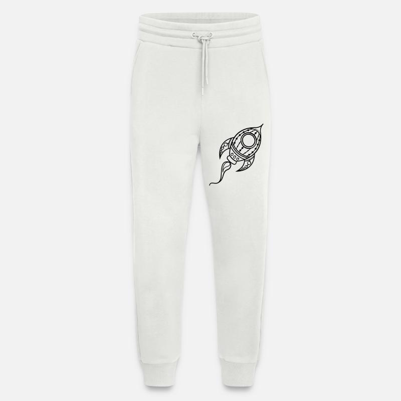 Fusée Doodle Voyage dans l’espace - Pantalon de jogging bio décontracté fabriqué en UE - OFF WHITE