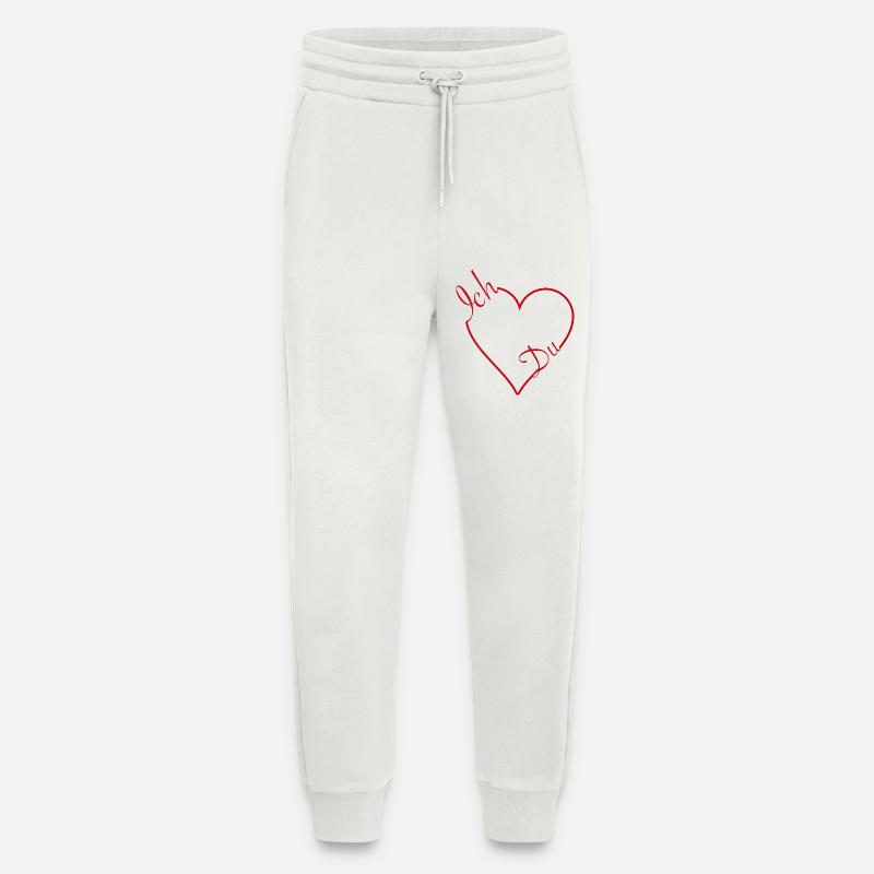 Rotes Herz mit Schriftzug Ich & Du - Jogginghose - made by SPREAD - OFF WHITE