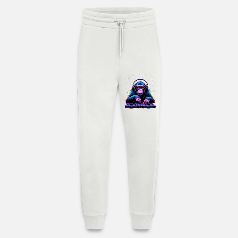 Bunter DJ-Affe mit Kopfhörern und Brille - Jogginghose - made by SPREAD - OFF WHITE
