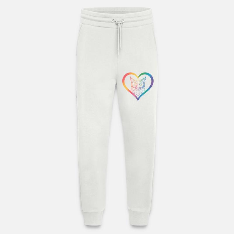 Regenbogen Eulen Herz Design - Jogginghose - made by SPREAD - OFF WHITE