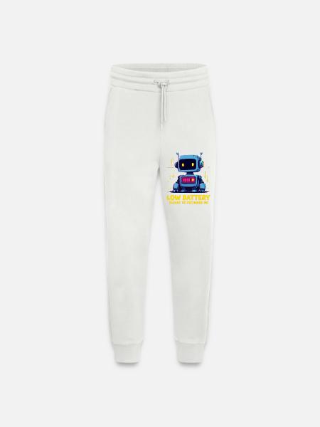 Futuristic Robot with Low Battery Message - Jogging Pants - made by SPREAD  - OFF WHITE