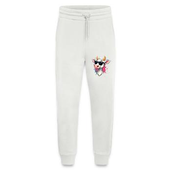 Se détendre avec des lunettes de soleil vache - Pantalon de jogging bio décontracté fabriqué en UE - OFF WHITE - Devant