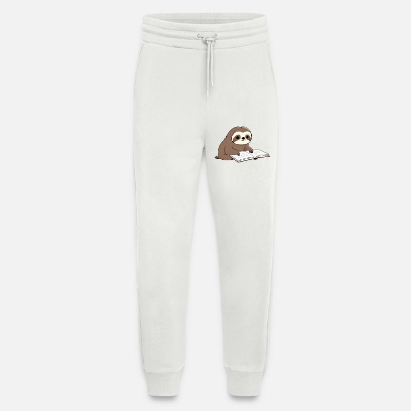 Cute Sloth Reader with Book - Jogging Pants - made by SPREAD  - OFF WHITE