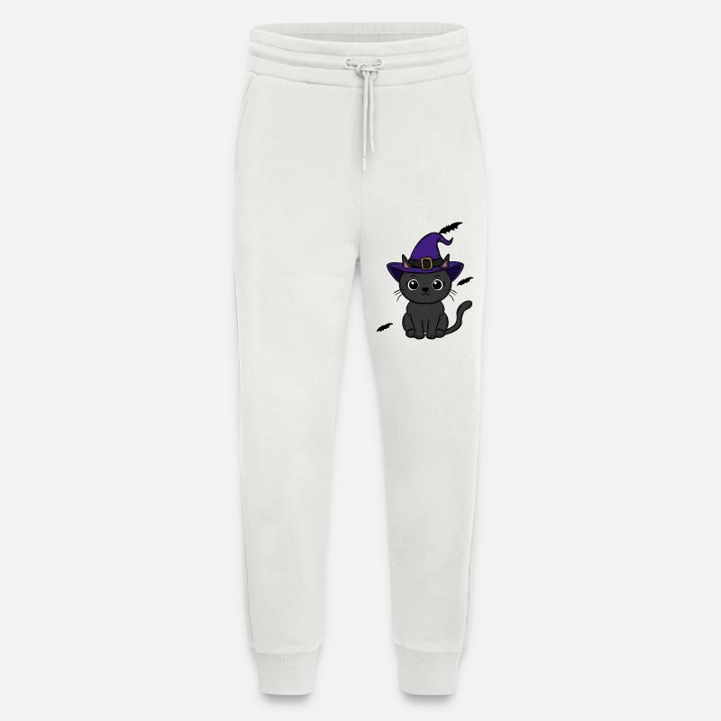 Chat Halloween - Pantalon de jogging bio décontracté fabriqué en UE - OFF WHITE