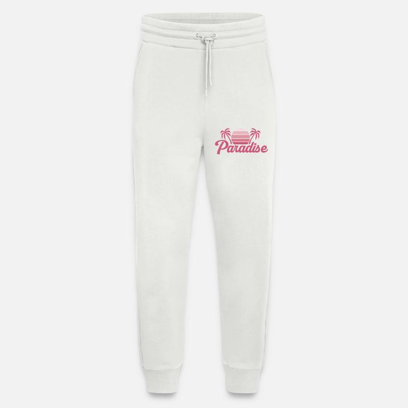 Silhouette de coucher de soleil tropical - Pantalon de jogging bio décontracté fabriqué en UE - OFF WHITE