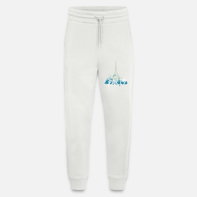 Paris Eiffel Tower with Calligraphy - Jogging Pants - made by SPREAD  - OFF WHITE