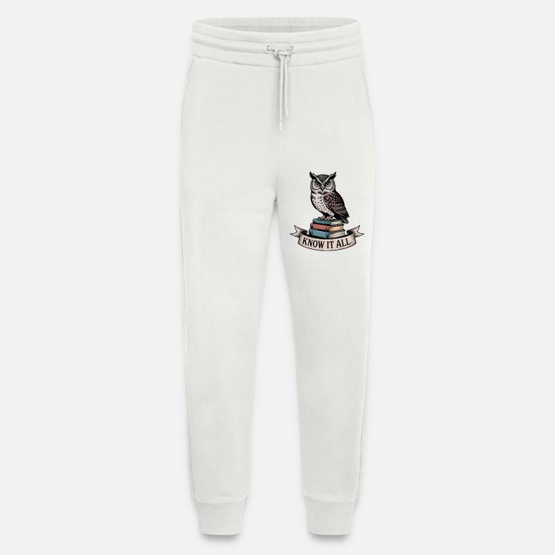 Owl on Books Know It All - Jogging Pants - made by SPREAD  - OFF WHITE