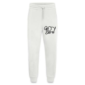 Petit éléphant - Motif d’animal de bande dessinée safari mignon - Pantalon de jogging bio décontracté fabriqué en UE - OFF WHITE - Devant