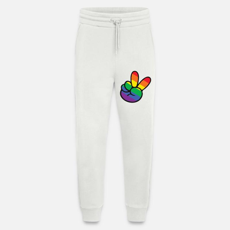 Regenbogen Peace Zeichen Hand - Jogginghose - made by SPREAD - OFF WHITE