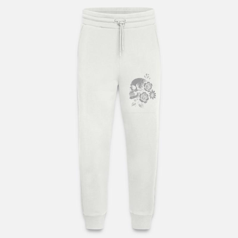 Gothic Blumenschädel mit Rosen - Jogginghose - made by SPREAD - OFF WHITE