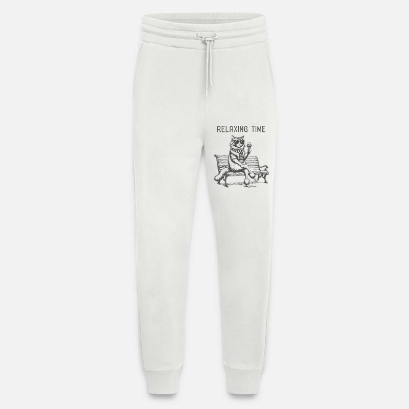 Relaxing Time Cat on the Bench - Jogging Pants - made by SPREAD  - OFF WHITE
