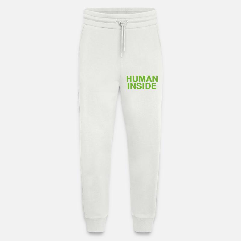CONCEPTION DE TEXTE HUMAN INSIDE - Pantalon de jogging bio décontracté fabriqué en UE - OFF WHITE
