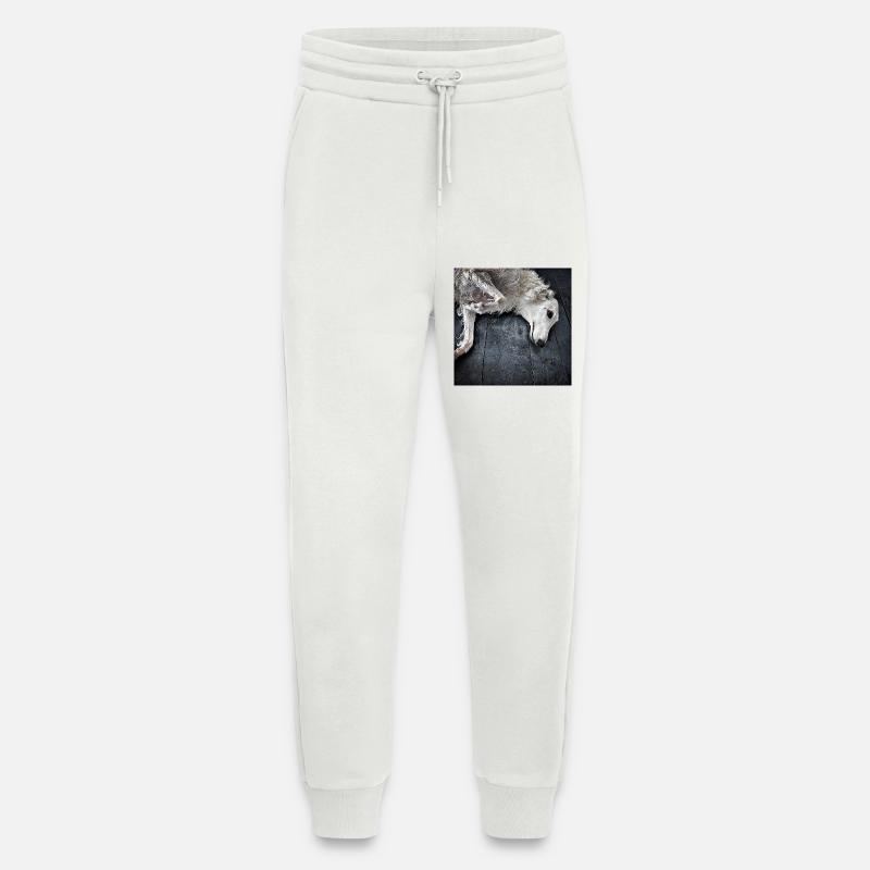 Weißer Windhund am Boden - Jogginghose - made by SPREAD - OFF WHITE
