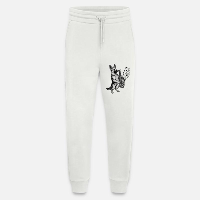 Saxophon Deutscher Schäferhund Kunst - Jogginghose - made by SPREAD - OFF WHITE