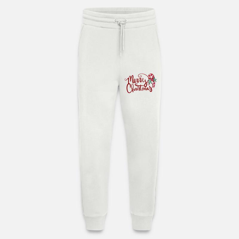 Merry Christmas Script with Candy Cane - Jogging Pants - made by SPREAD  - OFF WHITE