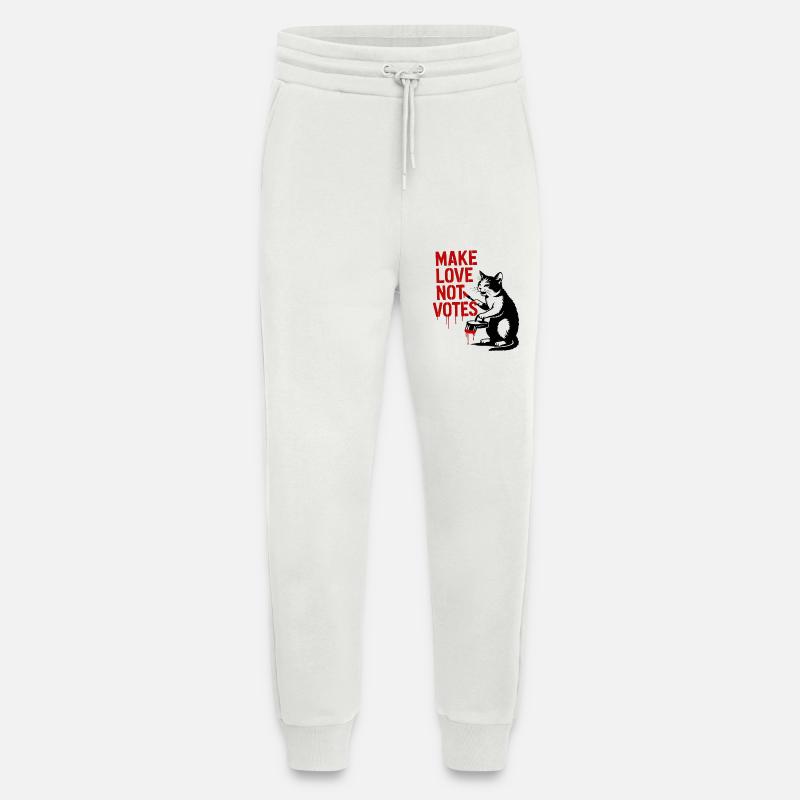 Make Love Not Votes Katze - Jogginghose - made by SPREAD - OFF WHITE