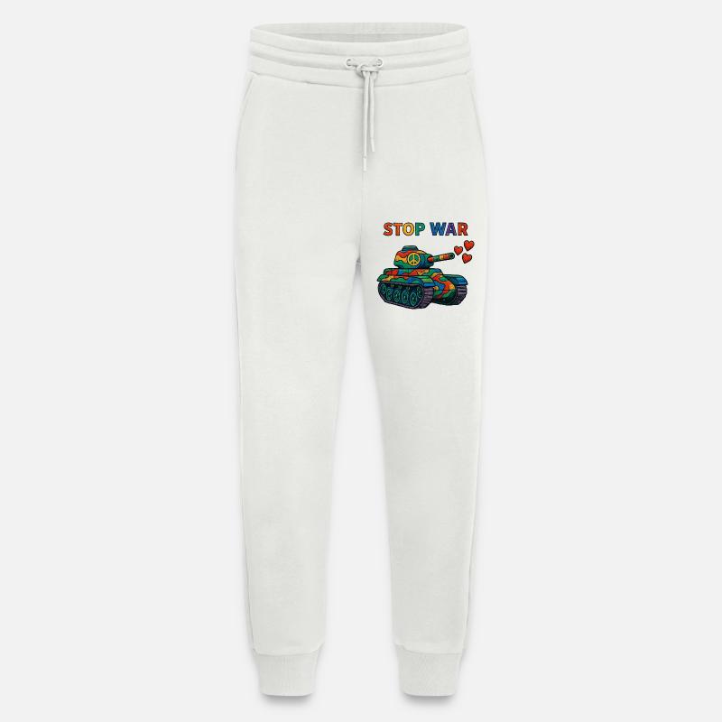 Regenbogen Panzer mit Peace-Zeichen – STOP WAR - Jogginghose - made by SPREAD - OFF WHITE