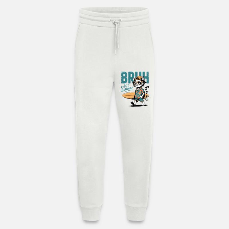 Surfer Katze mit Surfbrett - Jogginghose - made by SPREAD - OFF WHITE