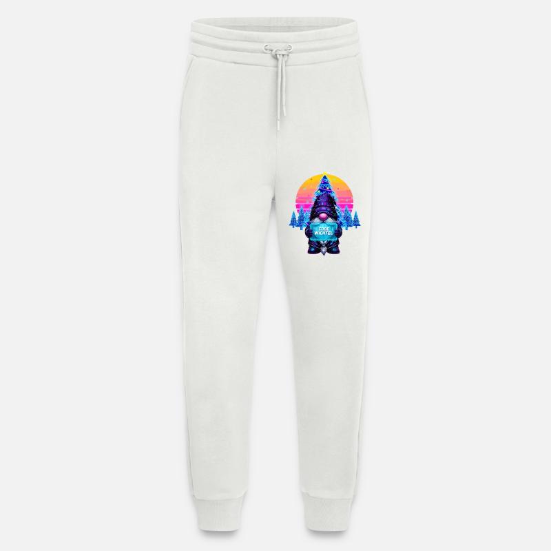 Cyberpunk Code Gnome - Synthwave Noël Nerd - Pantalon de jogging bio décontracté fabriqué en UE - OFF WHITE