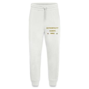 L’AUTHENTICITÉ GAGNE TOUJOURS – Citation motivationnelle en or - Pantalon de jogging bio décontracté fabriqué en UE - OFF WHITE - Devant