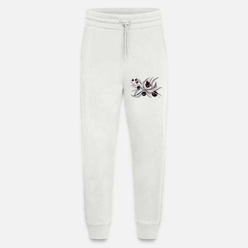 Black and White Flower Beam Pattern - Jogging Pants - made by SPREAD  - OFF WHITE