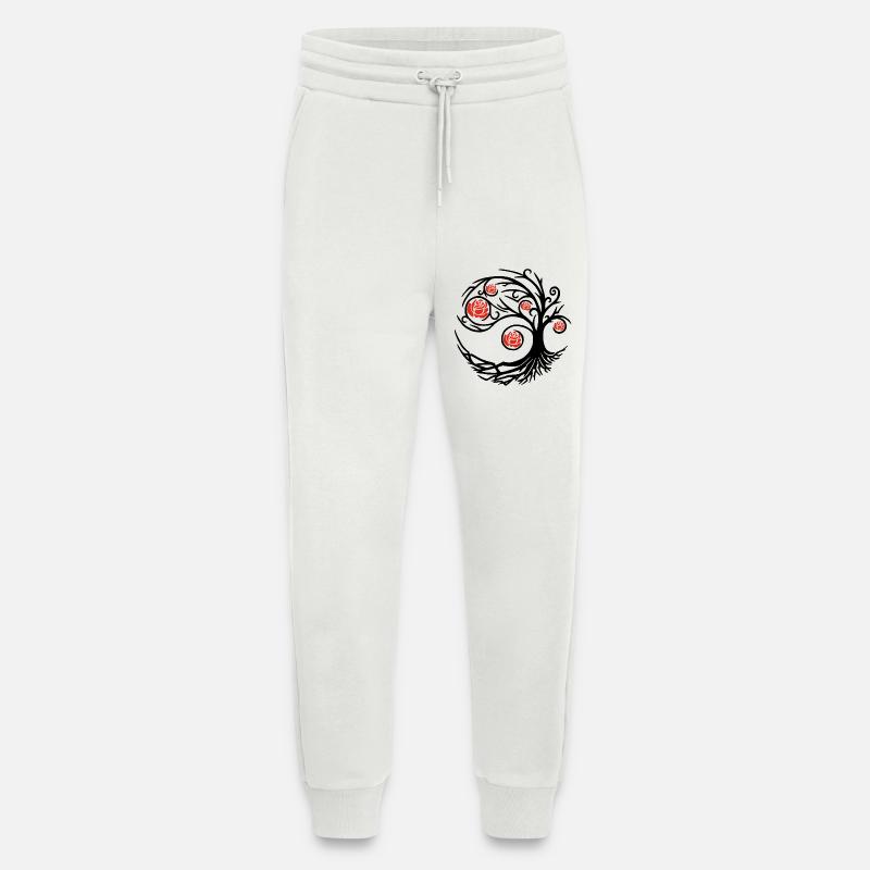 Stilisierter schwarzer Baum und rote Rosen - Jogginghose - made by SPREAD - OFF WHITE