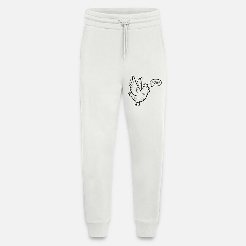 F-CAW-F White Chicken – Meme Chicken Illustration - Jogging Pants - made by SPREAD  - OFF WHITE