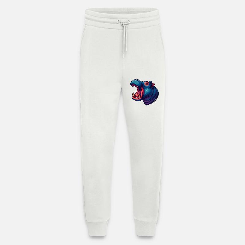 Neon-Hippo mit offener Schnauze - Jogginghose - made by SPREAD - OFF WHITE