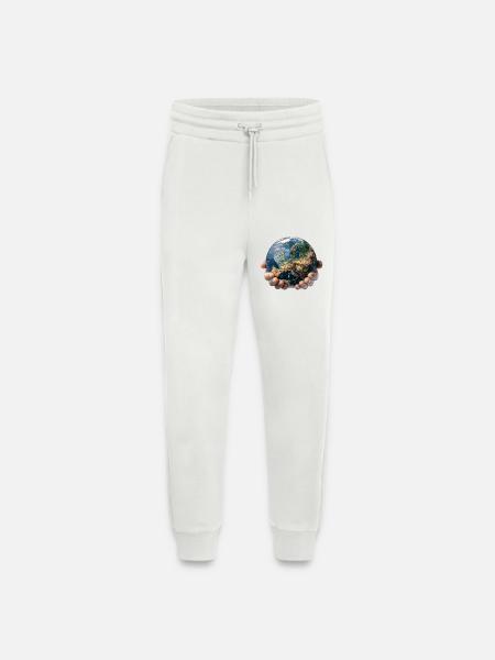 Earth in Hands: Global Responsibility - Jogging Pants - made by SPREAD  - OFF WHITE