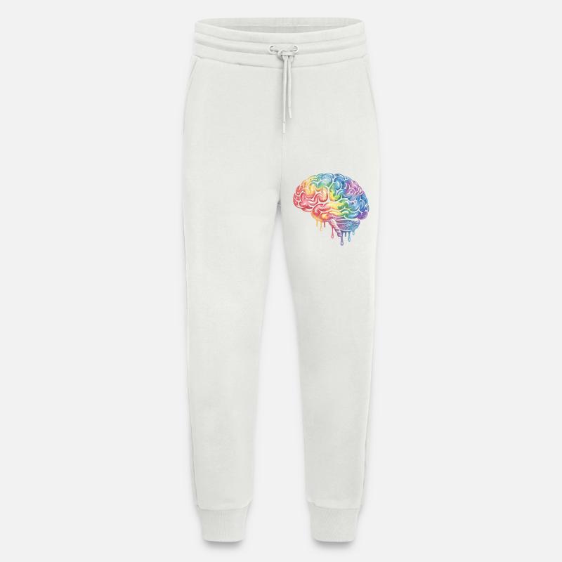 Rainbow Brain Gradient Print Design - Jogging Pants - made by SPREAD  - OFF WHITE