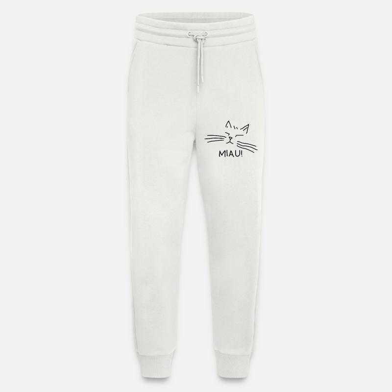 Propriétaire de chat Miaulement de chat - Pantalon de jogging bio décontracté fabriqué en UE - OFF WHITE