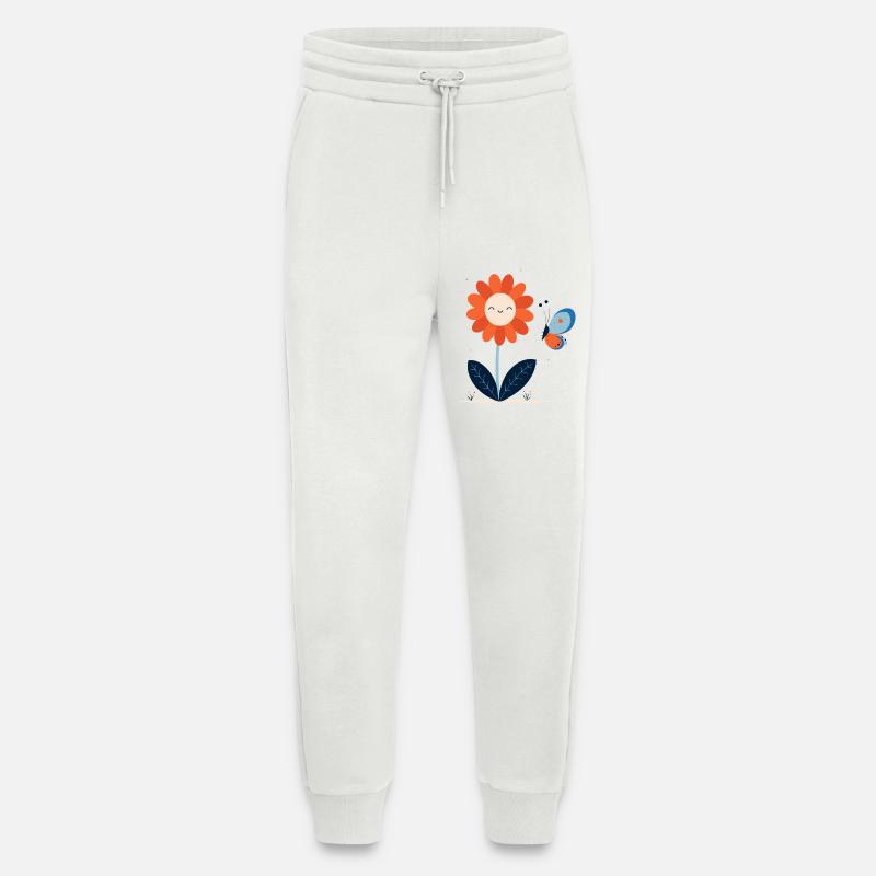 lachende Blume mit Schmetterling - Jogginghose - made by SPREAD - OFF WHITE