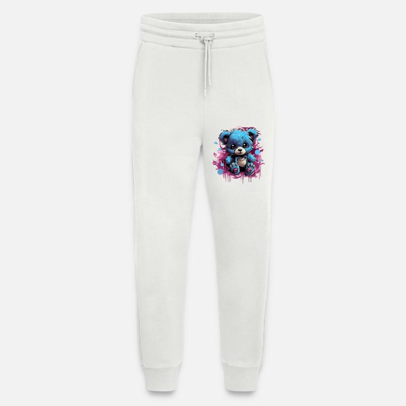 Blue Cuddly Bear Graffiti Pop - Jogging Pants - made by SPREAD  - OFF WHITE