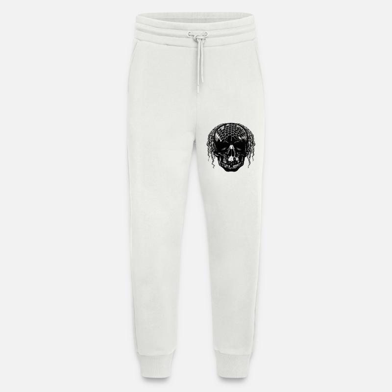 Skull with Mesh Pattern Dreadlocks - Jogging Pants - made by SPREAD  - OFF WHITE