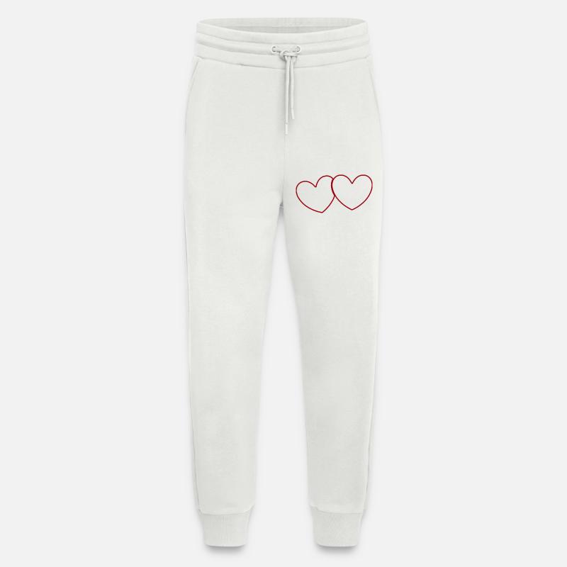 2 rote Herzen Herz Geschenk Valentinstag - Jogginghose - made by SPREAD - OFF WHITE