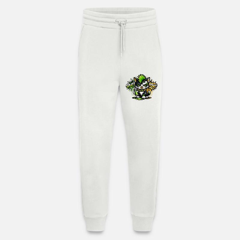 Neon Graffiti Kitten Sprayer - Jogging Pants - made by SPREAD  - OFF WHITE