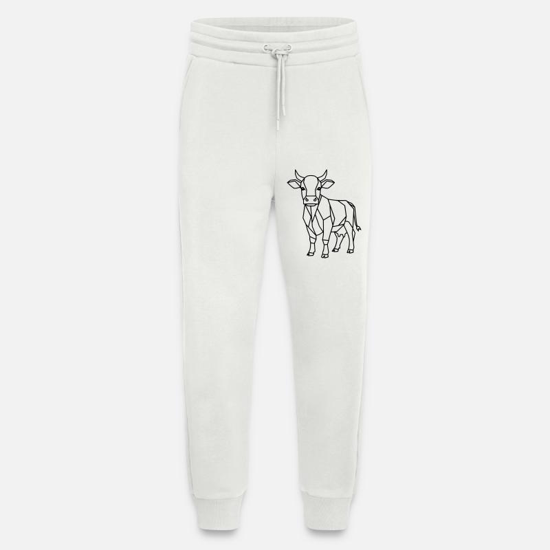 Geometrische Kuh Low Poly Outline - Jogginghose - made by SPREAD - OFF WHITE