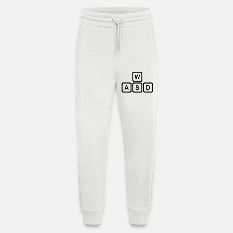 WASD Keys, PC Gaming Nerd Vector - Pantalon de jogging bio décontracté fabriqué en UE - OFF WHITE