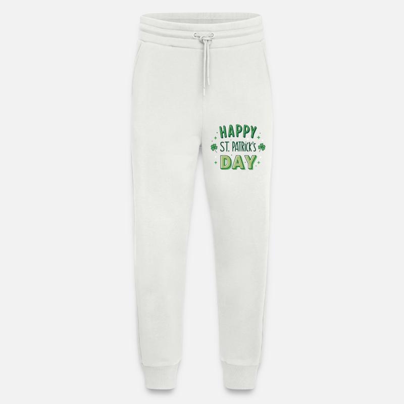 Joyeuse Saint-Patrick Graphisme Vert - Pantalon de jogging bio décontracté fabriqué en UE - OFF WHITE