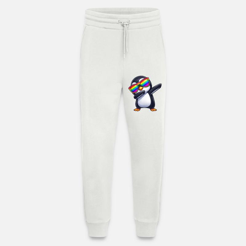 Cute Penguin Dab Rainbow Sunglasses Summer - Jogging Pants - made by SPREAD - OFF WHITE