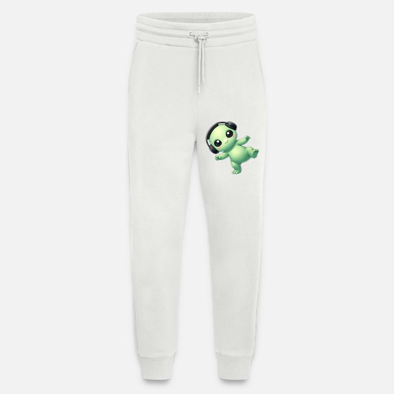 Alieno alieno con cuffie Techno Dancing - Pantaloni sportivi ecologici casual Made in UE - OFF WHITE