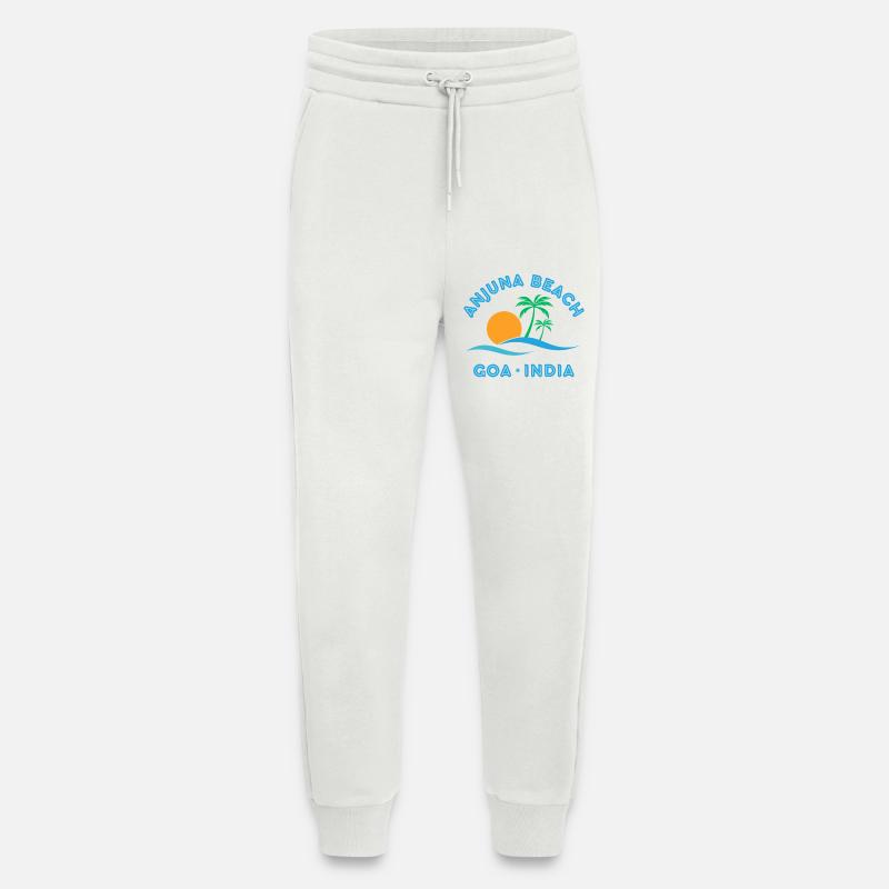 Plage d’Anjuna Goa Coucher de soleil - Pantalon de jogging bio décontracté fabriqué en UE - OFF WHITE