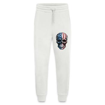 USA Totenkopf - Design du Crâne Patriote - Pantalon de jogging bio décontracté fabriqué en UE - OFF WHITE - Devant