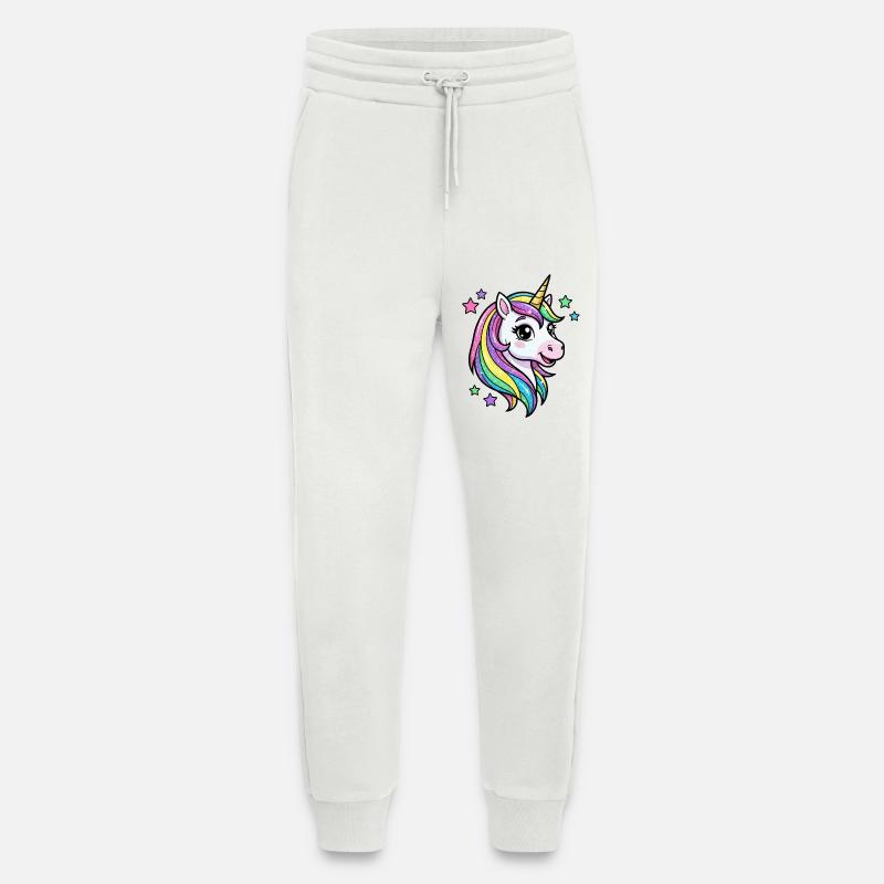 Regenbogen Einhorn Glitzerkopf - Jogginghose - made by SPREAD - OFF WHITE